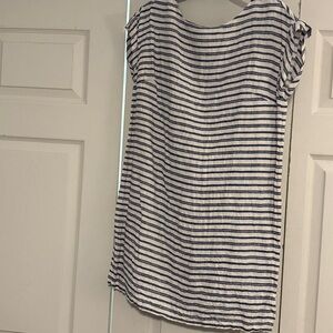 Tahari Blue and White Striped Linen Dress
